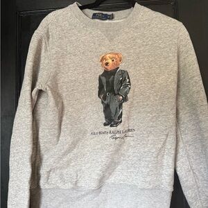 Ralph Lauren Gray Sweatshirt with Polo Bear Graphic